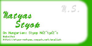 matyas styop business card